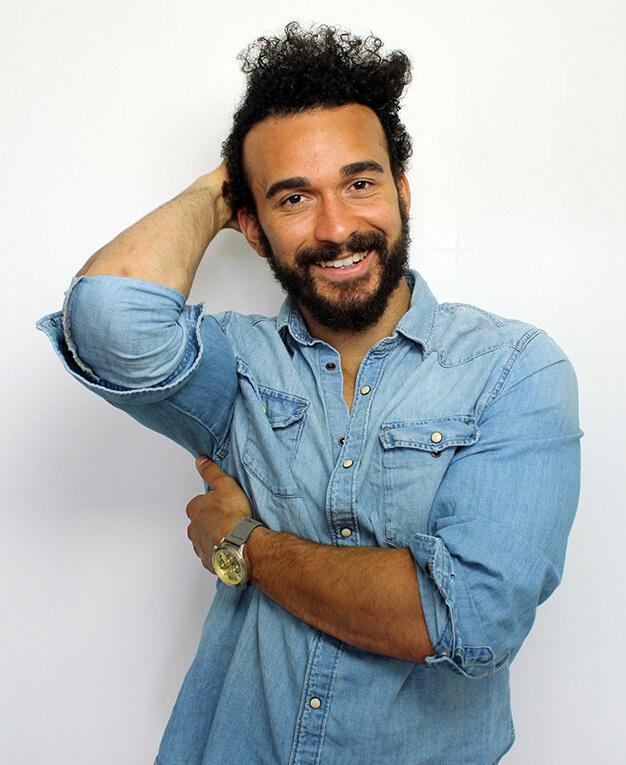 Male breast reduction man in jeans shirt