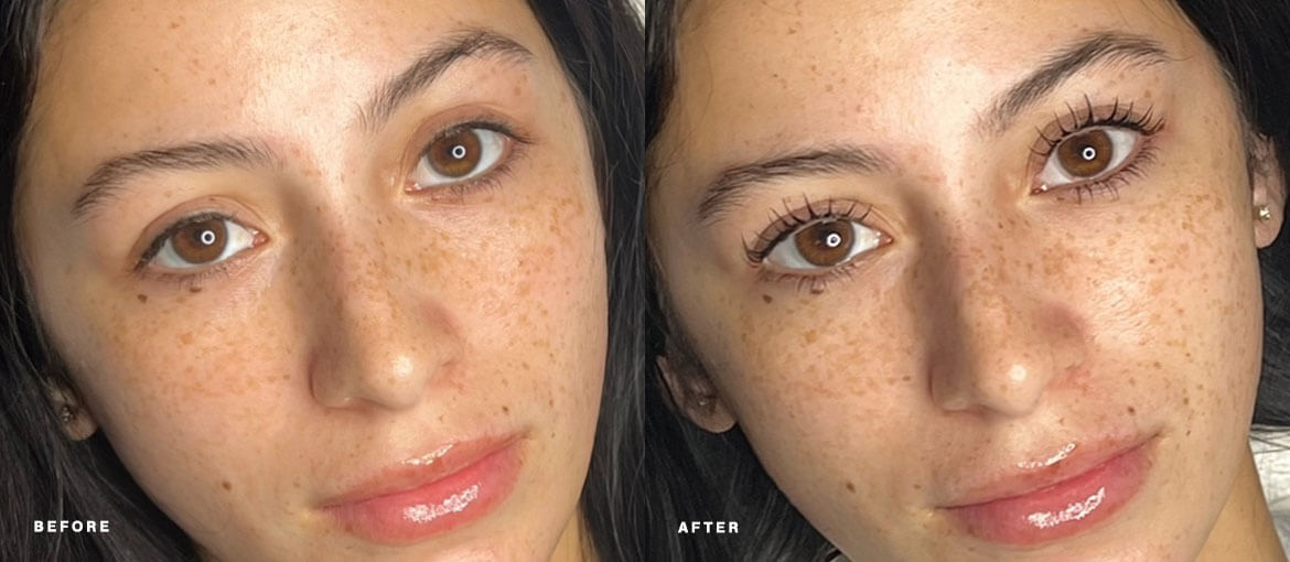 NuBody Concepts Germantown TN MedSpa patient with korean lash lift & tint before and after - oblique